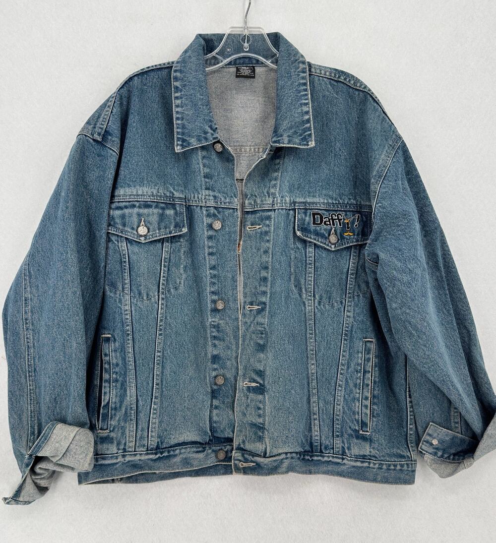 Vintage 90s Warner Bros. Studio Store Looney Tunes "Daffy" Denim Jacket Sz L